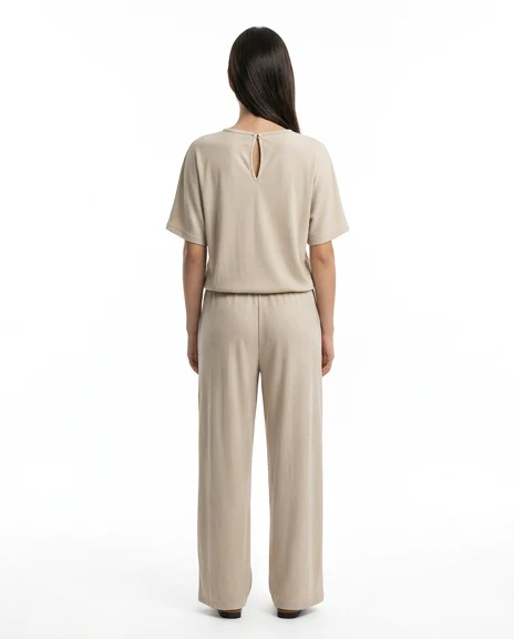 Stone Short Sleeve Wide-Leg Jumpsuit - R217291 - Image 2
