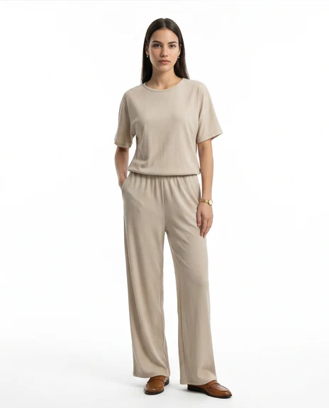 Stone Short Sleeve Wide-Leg Jumpsuit - R217291 - Image 3