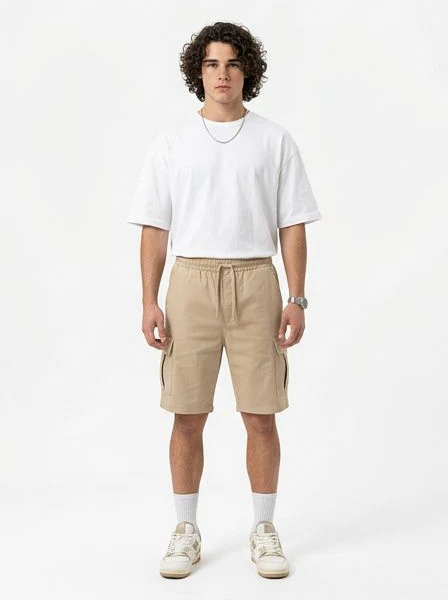 Stone Utility Drawstring Cargo Shorts - R217213 - Image 4