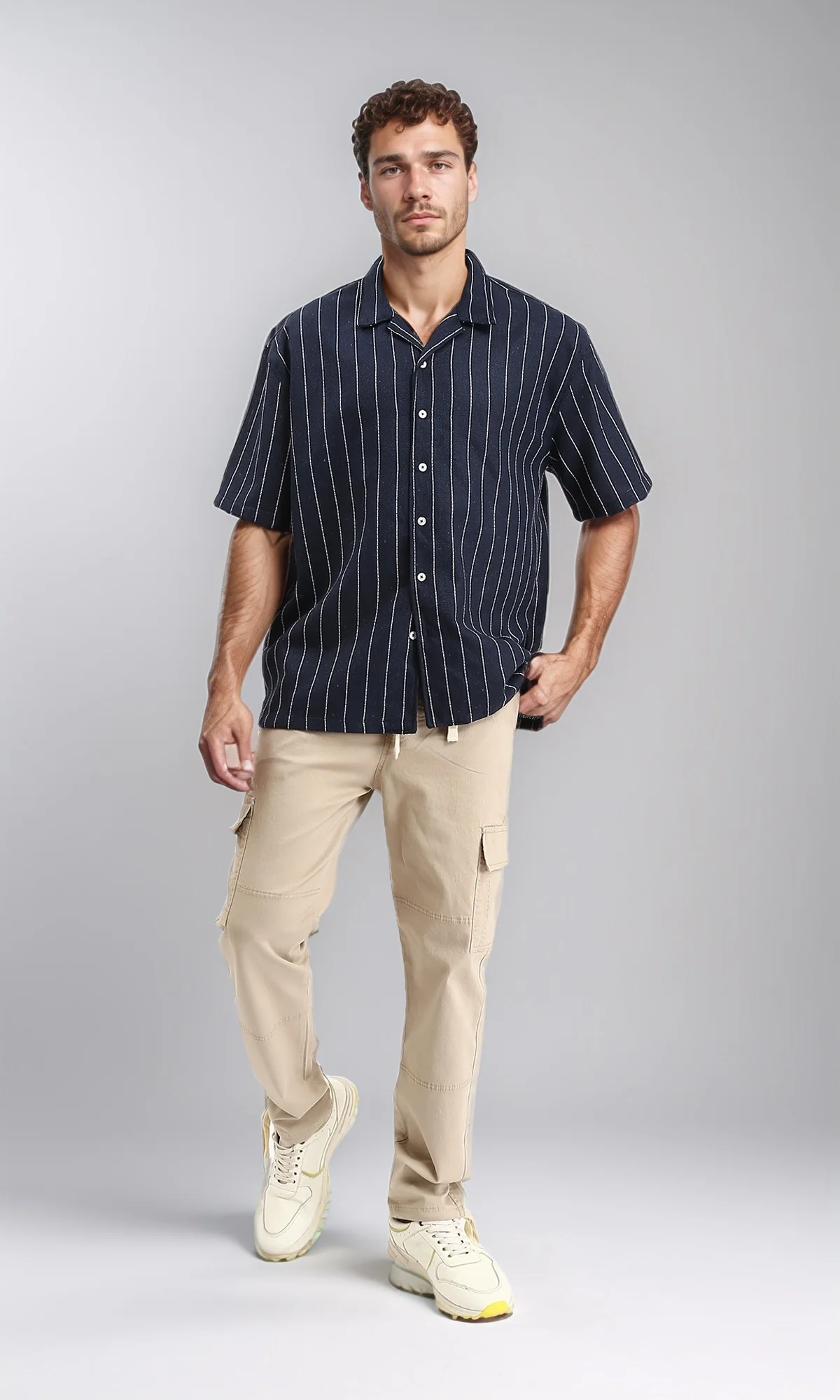 Stone Utility Drawstring Cargo Trousers - 0192460 - Image 5