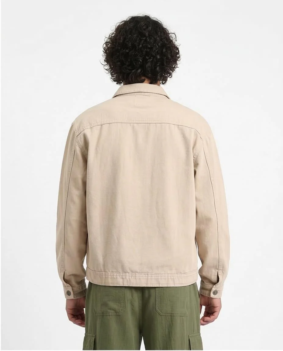 Stone Utility Trucker Jacket with Dual Chest Pockets - R207959 - Image 2
