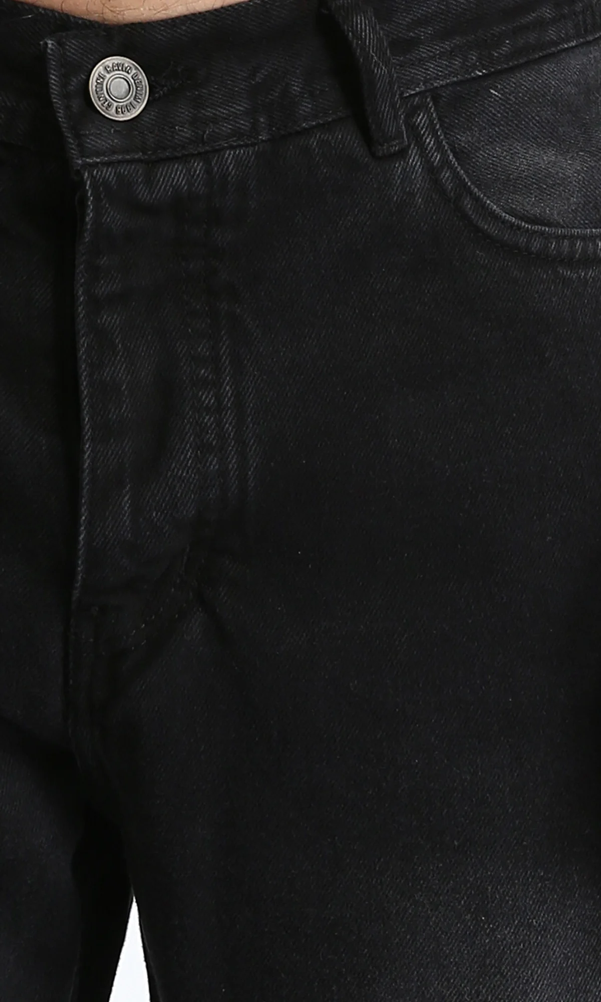 R210837 - Straight Leg Solid Jeans with Front Wash - Black - Image 3