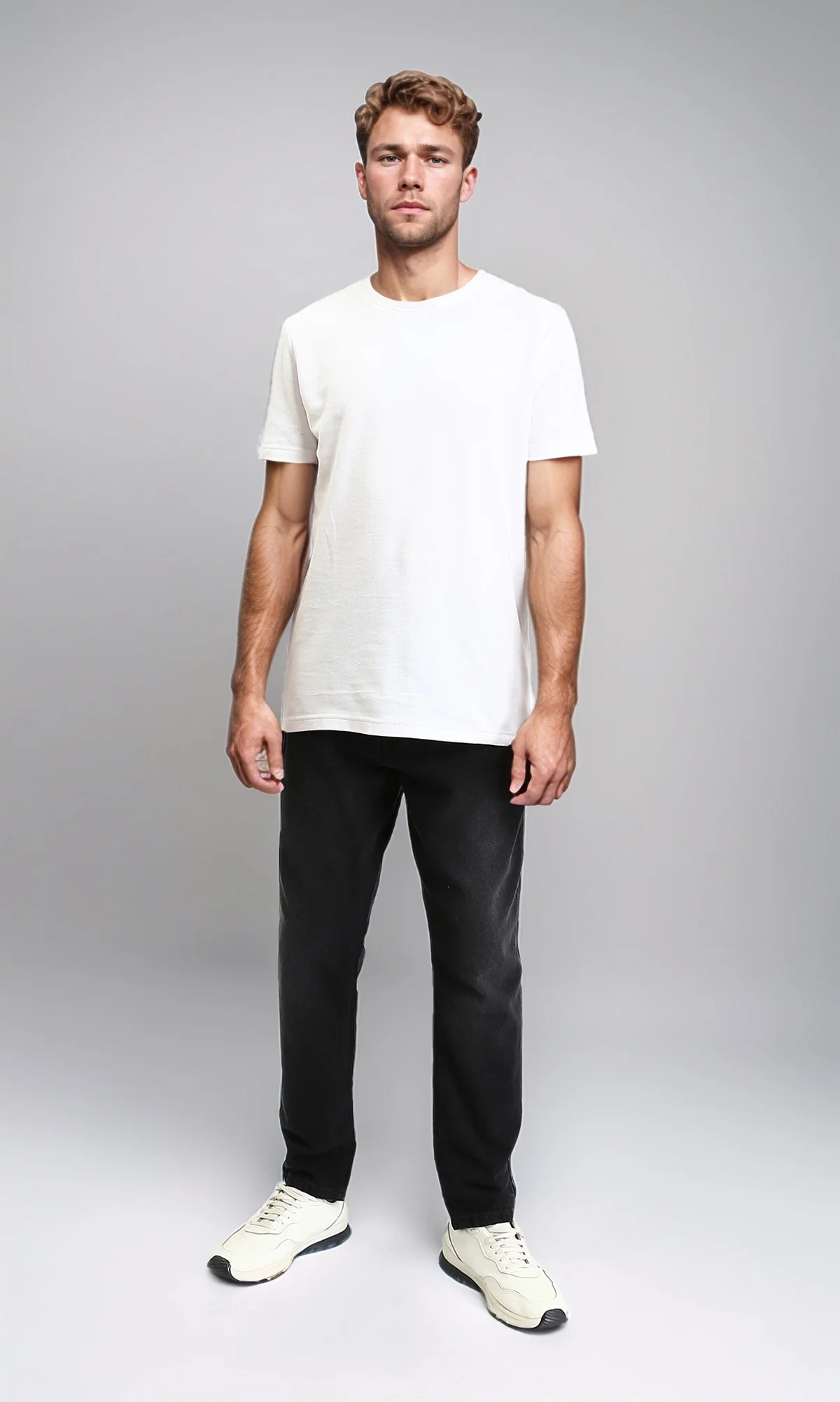 R210837 - Straight Leg Solid Jeans with Front Wash - Black - Image 4