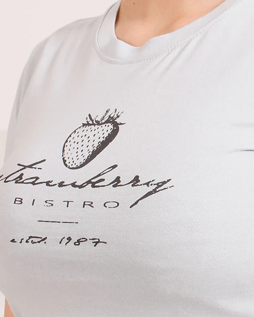 Ravin Strawberry Bistro Graphic Baby Tee - Ice Blue - O203062 - Image 4