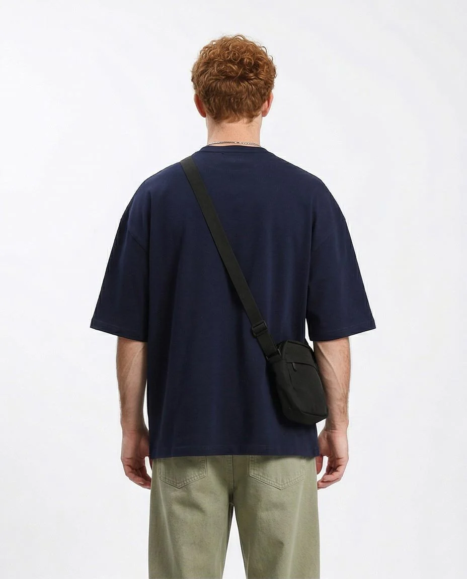 Ravin | Street Style Heavyweight Oversized Graphic T-Shirt - Navy - Navy Blue - R207218 - Image 2