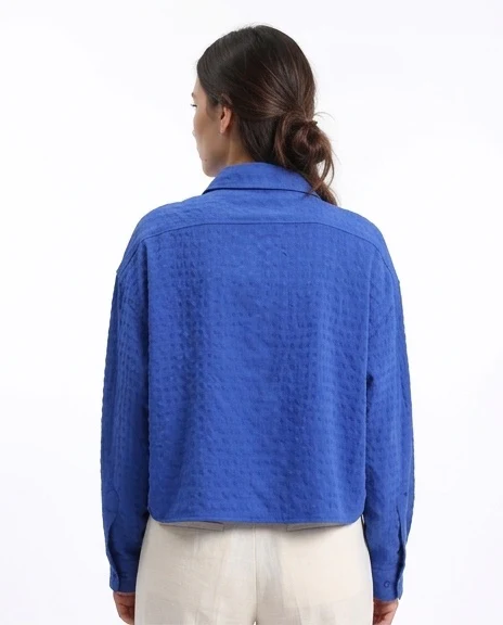R209998 - Striped Shirt with Front Pocket - Royal Blue - Image 2
