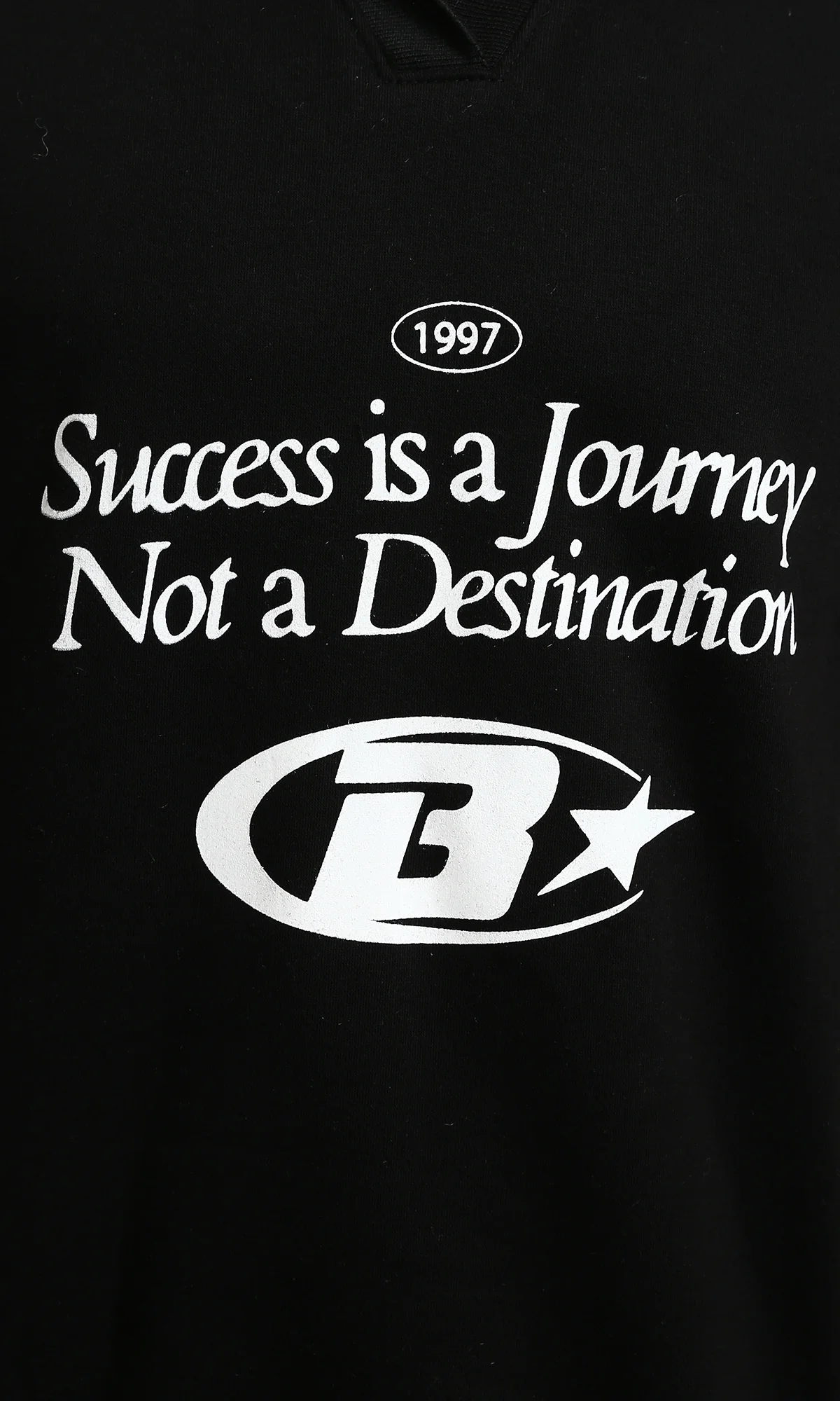 Success Quote Graphic Black Polo Sweatshirt - Image 3