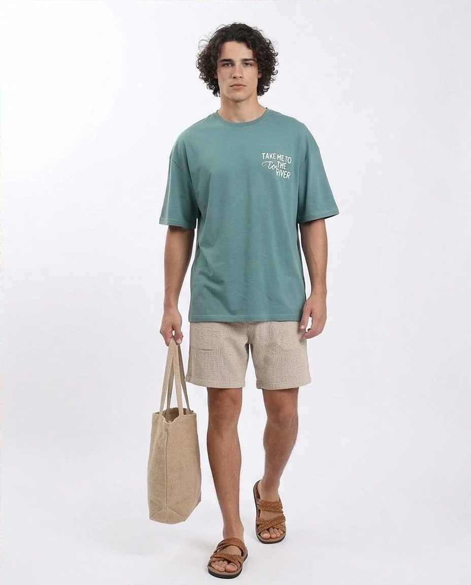 Ravin "Take Me To The River" Oversized Graphic Tee - Dark Mint - R209082 - Image 4
