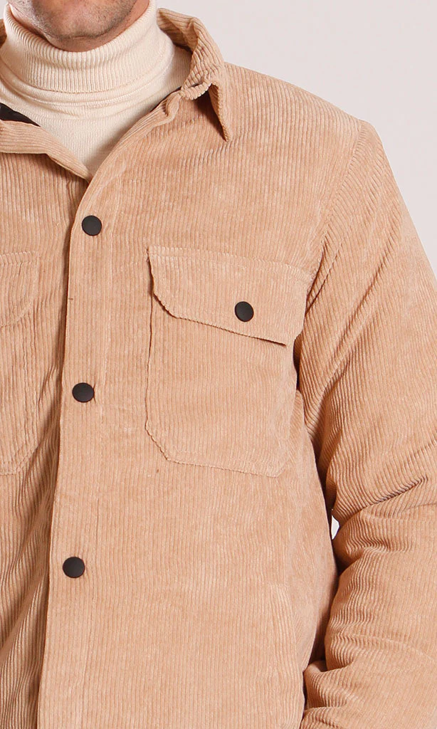 Tan Corduroy Button-Down Shacket - R206828 - Image 5