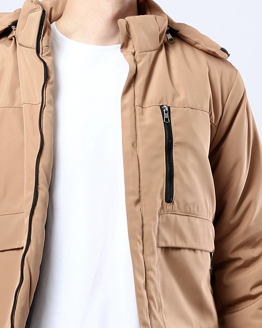 Tan Hooded Multi-Pocket Utility Jacket - O181759 - Image 4