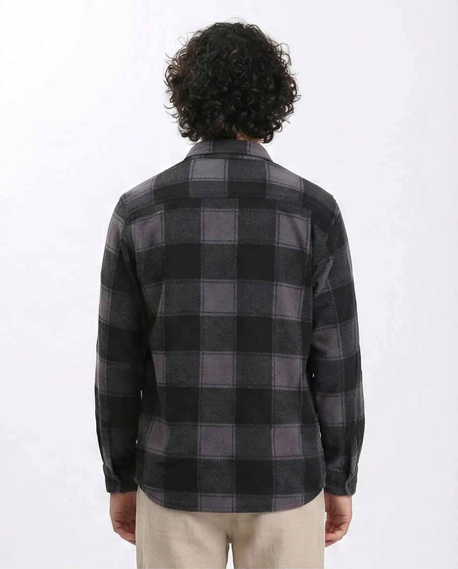 R208155 - Tartan Shirt with Classic Collar - Black & Grey - Image 2