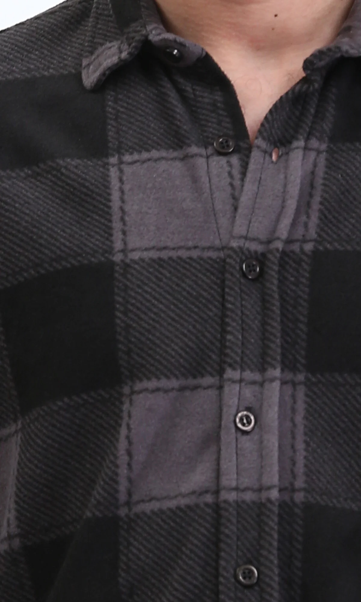 R208155 - Tartan Shirt with Classic Collar - Black & Grey - Image 3