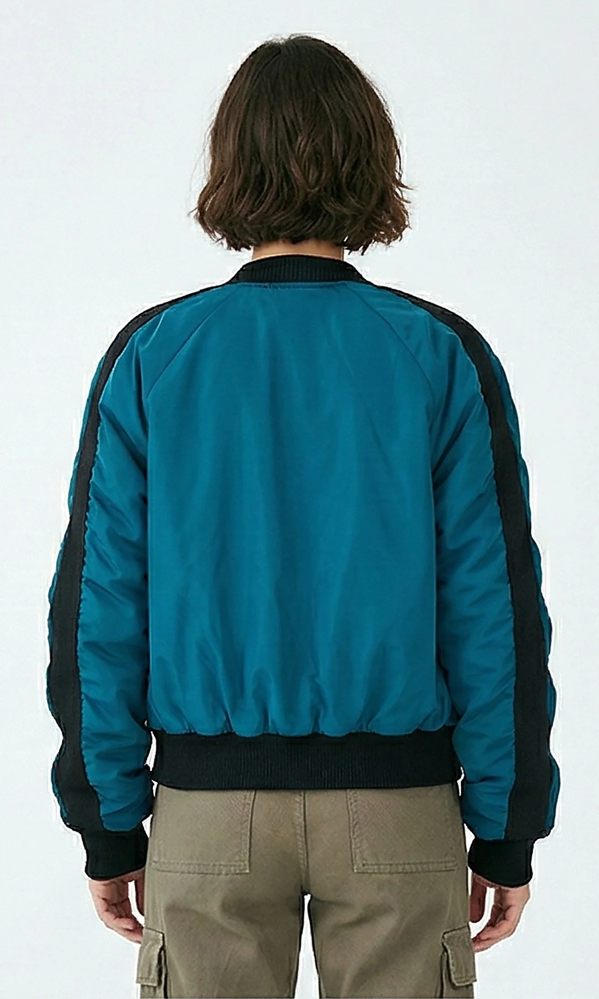 Teal Contrast Detail Bomber Jacket - Image 2