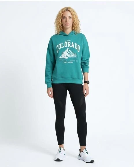 Teal Great Colorado Graphic Mountain Hoodie - O202175 - Image 4