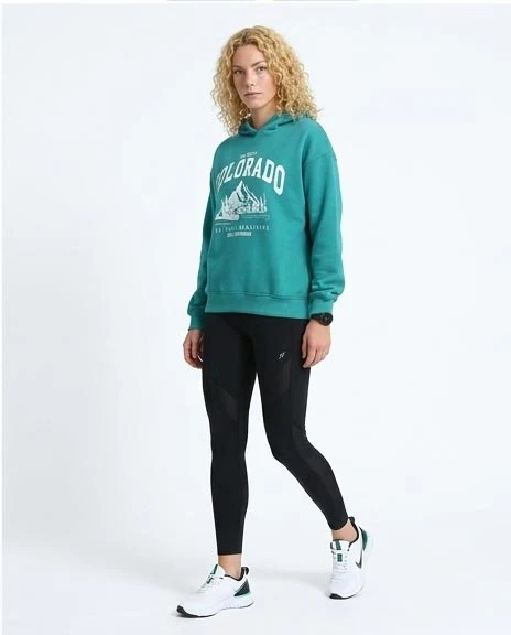Teal Great Colorado Graphic Mountain Hoodie - O202175 - Image 5