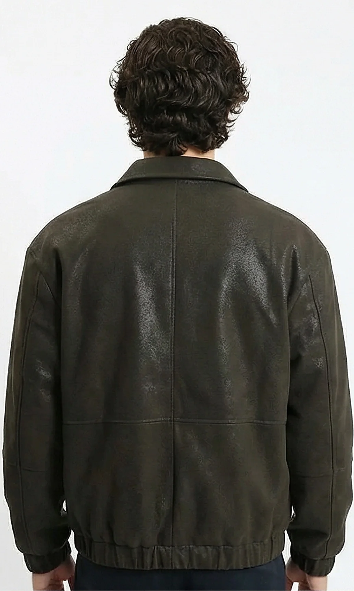 Textured Olive Bomber Jacket - Image 2