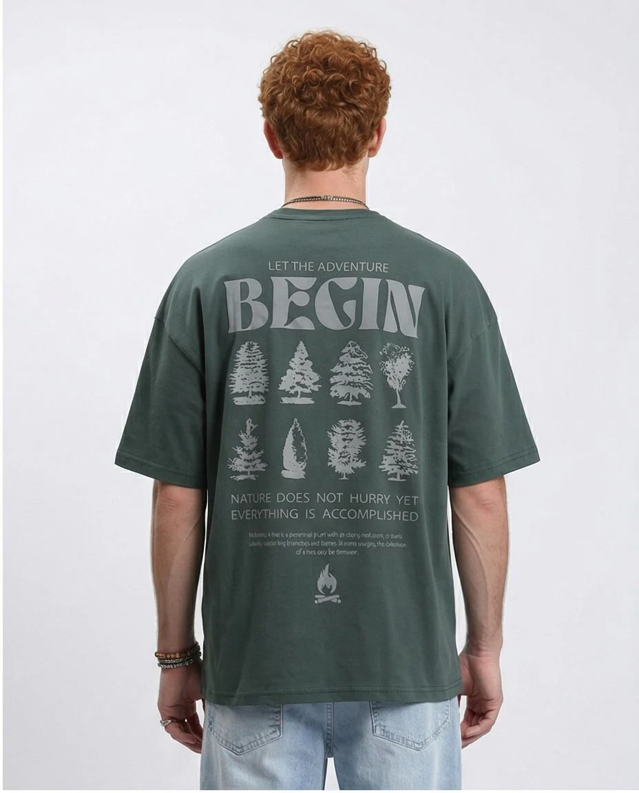 Ravin "The Adventure" Oversized Pine Green Graphic T-Shirt – Single Jersey - R208975 - Image 2