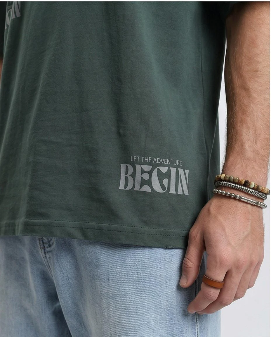 Ravin "The Adventure" Oversized Pine Green Graphic T-Shirt – Single Jersey - R208975 - Image 3