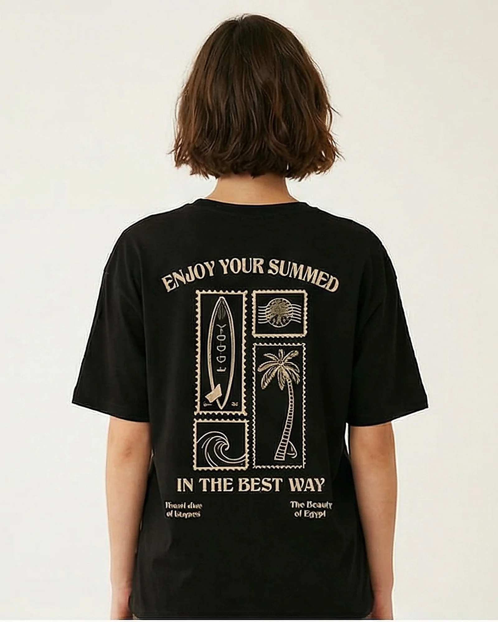 R215759 - "The Beauty of Egypt" Elbow Sleeve Tee - Black - Image 2