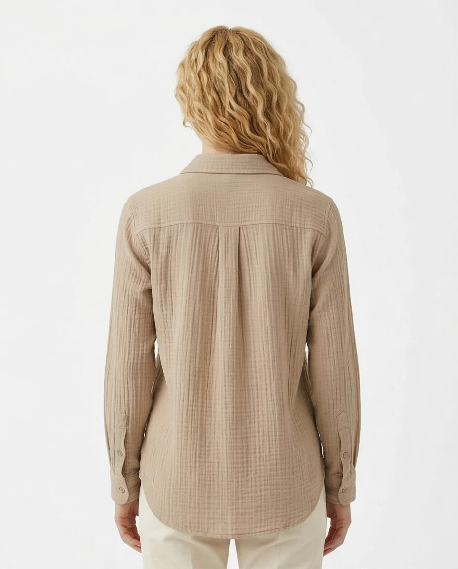 Ravin The Estate Collection | Raw Weave Textured Women Shirt in Antique Beige - R217299 - Image 2