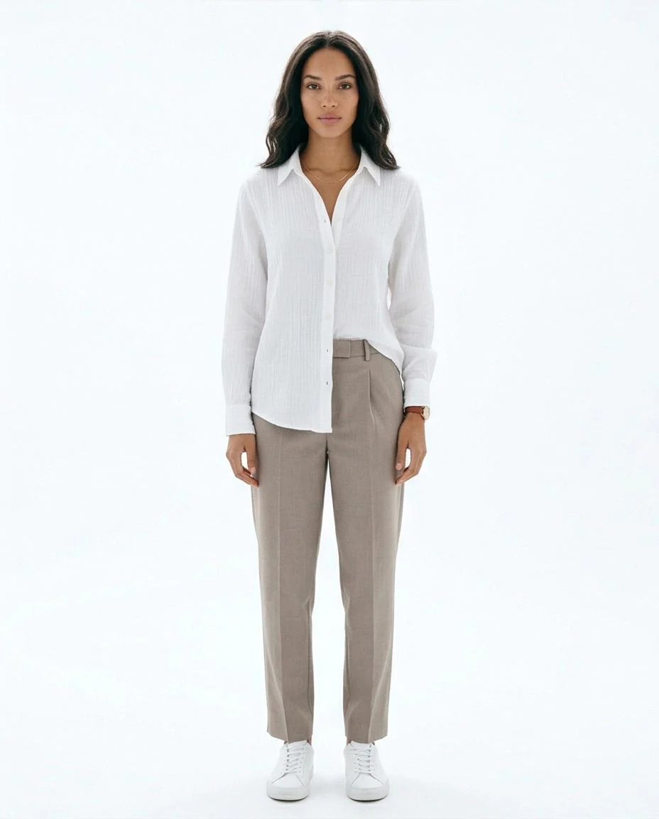 Ravin The Estate Collection | Raw Weave Textured Women Shirt in Optic White - R217298 - Image 3