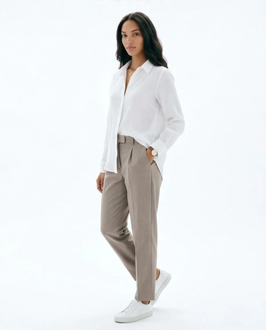 Ravin The Estate Collection | Raw Weave Textured Women Shirt in Optic White - R217298 - Image 4
