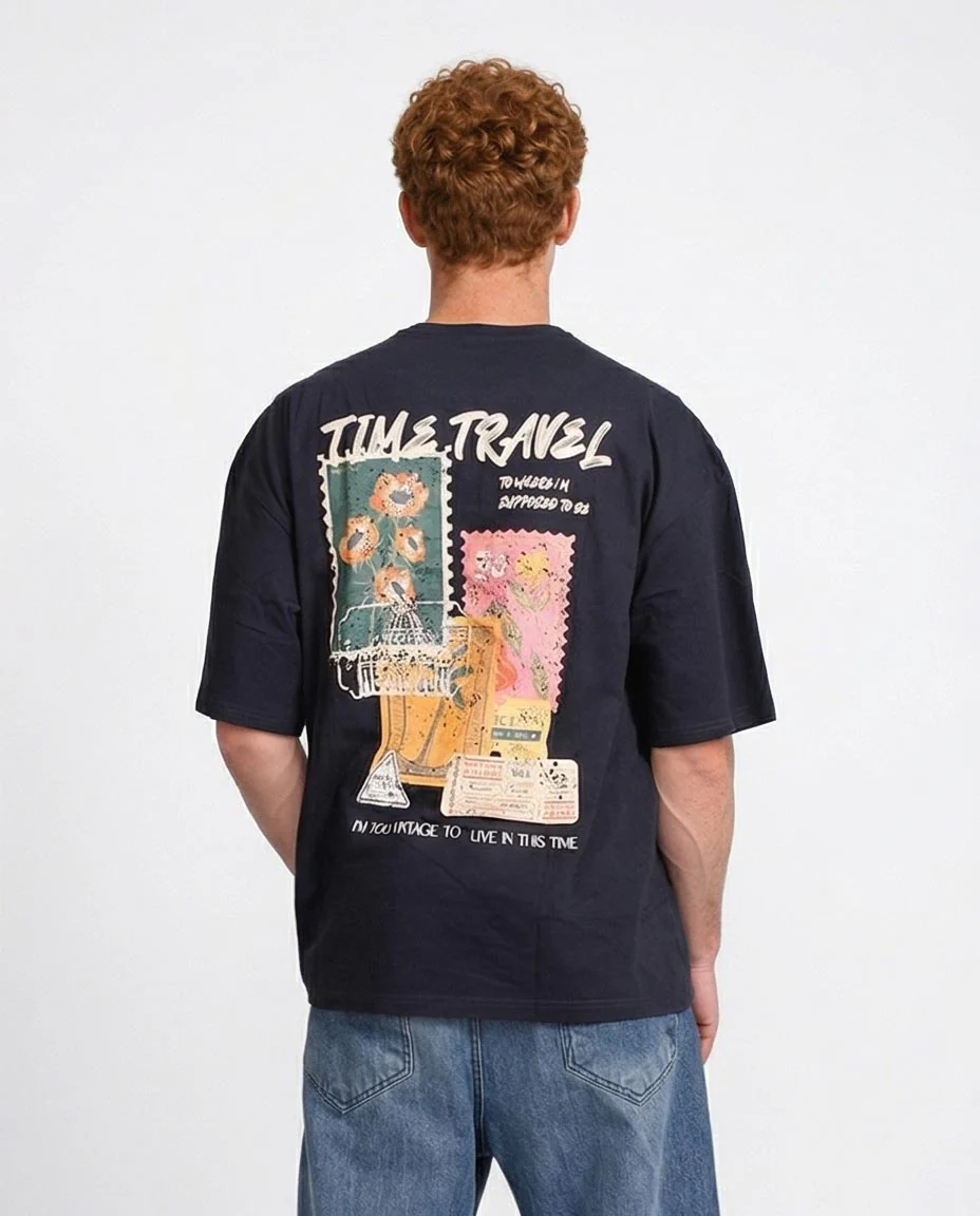  Ravin "Time Travel" Oversized Heavyweight T-Shirt - Navy - R207068 - Image 2