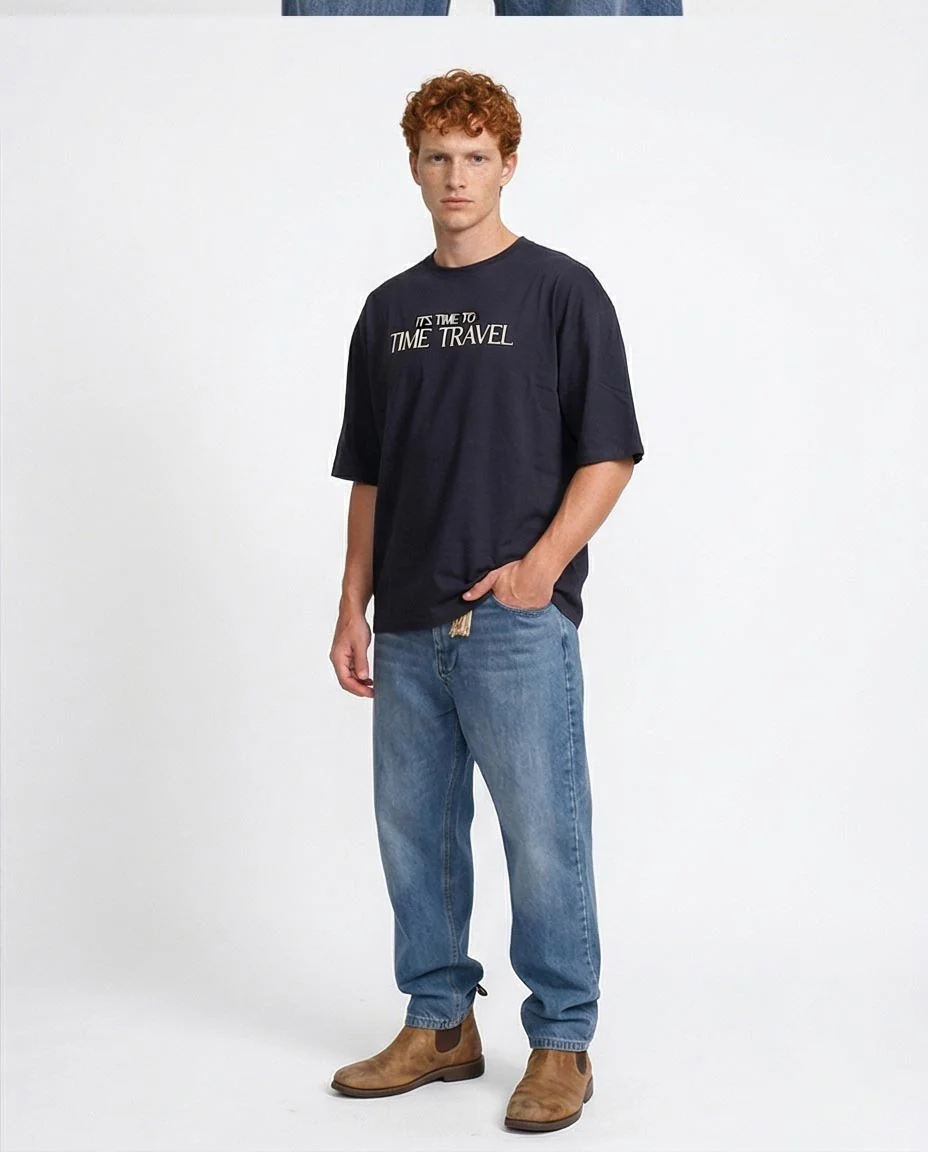  Ravin "Time Travel" Oversized Heavyweight T-Shirt - Navy - R207068 - Image 4