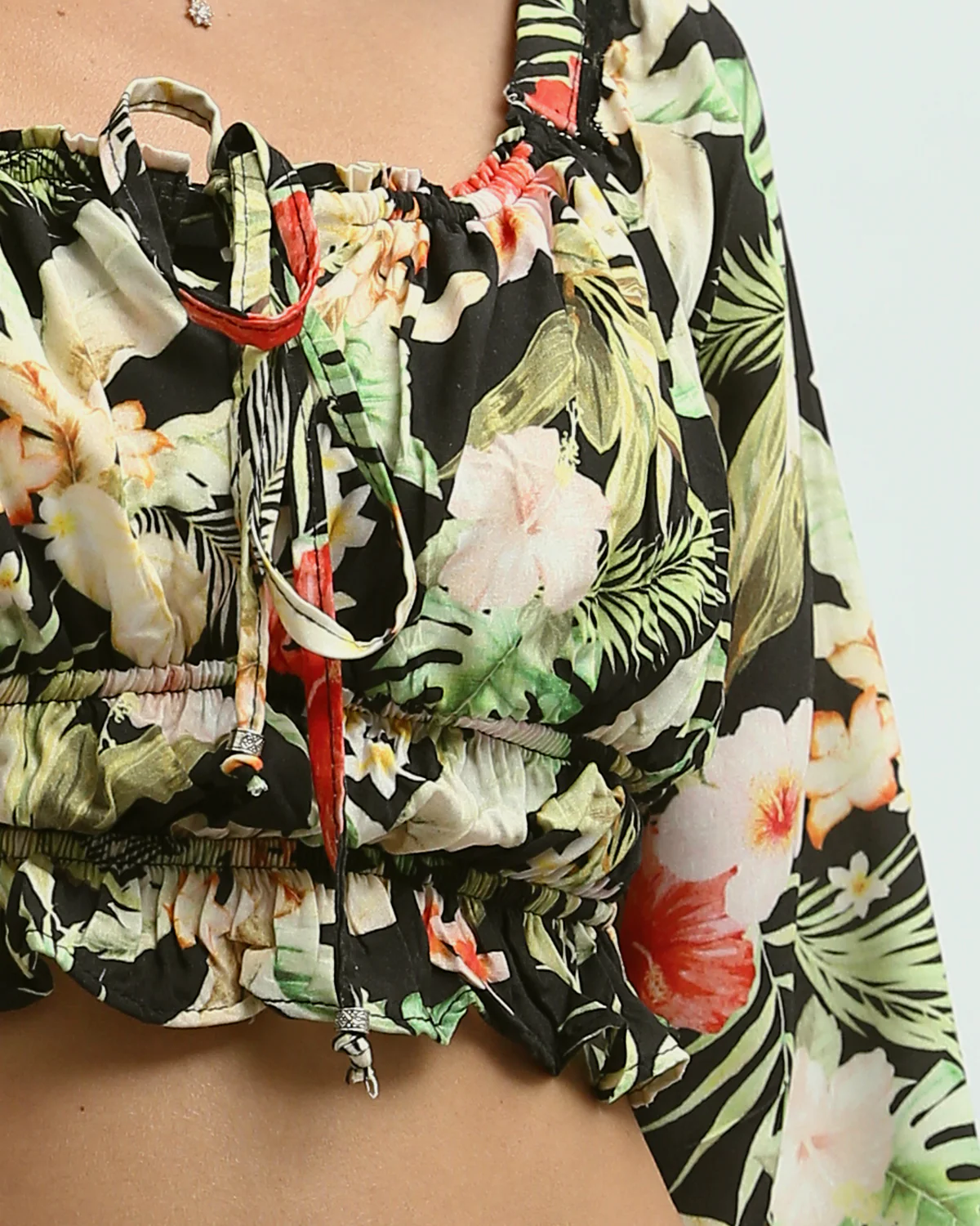 Tropical Bloom Lace-Insert Crop Top - O193475 - Image 4