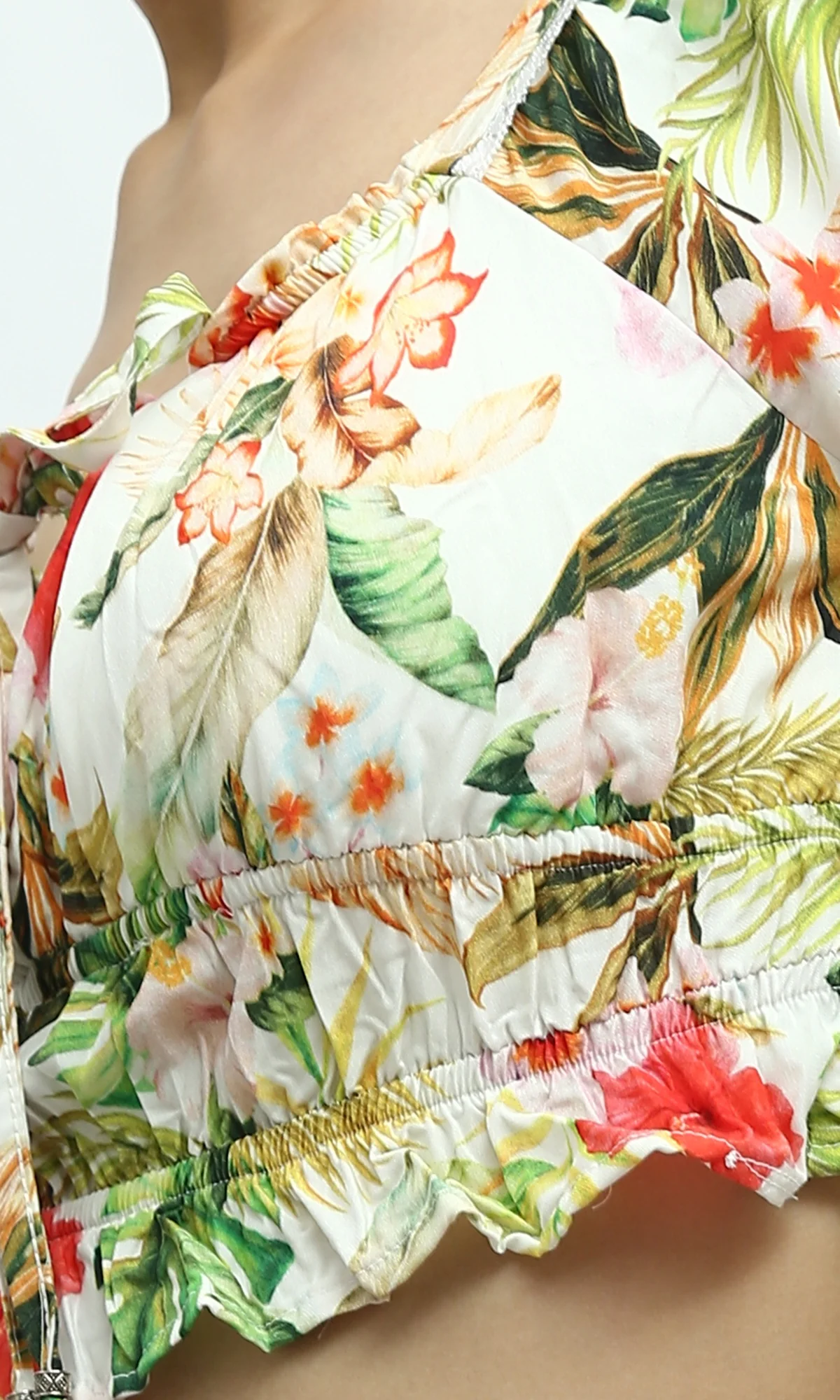 Tropical Floral Lace-Trimmed Cropped Top - O193477 - Image 5