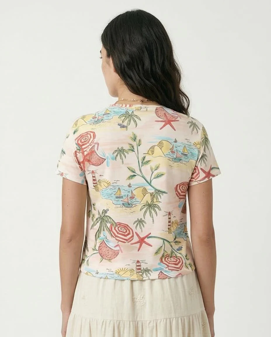 Ravin Tropical Vacation Print Crewneck T-Shirt - R209831 - Image 2