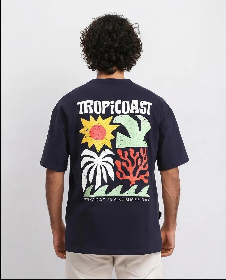 Ravin TROPICOAST Oversized Graphic T-Shirt - Navy - R209390 - Image 2