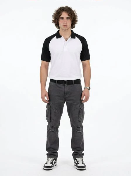 Two-Tone Raglan Contrast Sleeve Polo Shirt - R216103 - Image 3