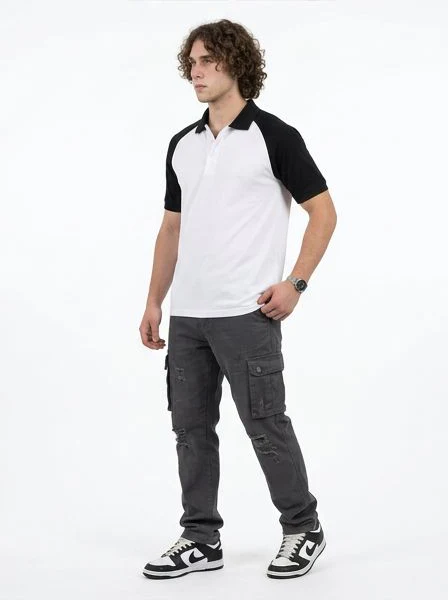 Two-Tone Raglan Contrast Sleeve Polo Shirt - R216103 - Image 4