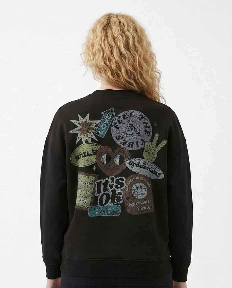Ravin Unisex Oversized "It’s OK" Graphic Sweatshirt – Good Vibes Collage Edition - R212675 - Image 2