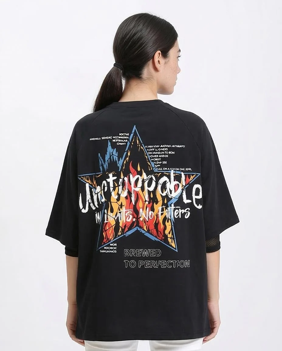 Ravin "Unstoppable" Oversized Graphic T-Shirt – Black - R210549 - Image 2