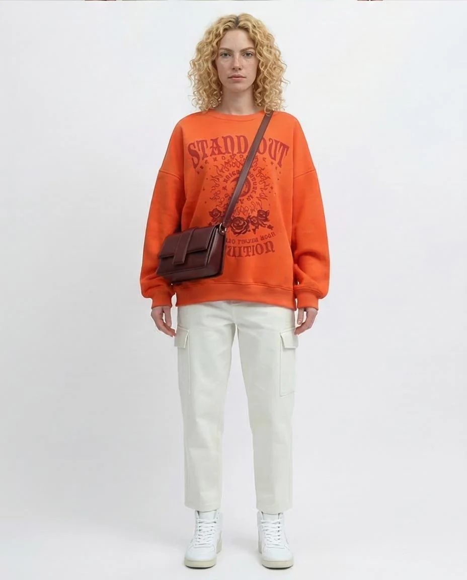 Vibrant Orange Intuition Graphic Oversized Sweatshirt - 0198530 - Image 3