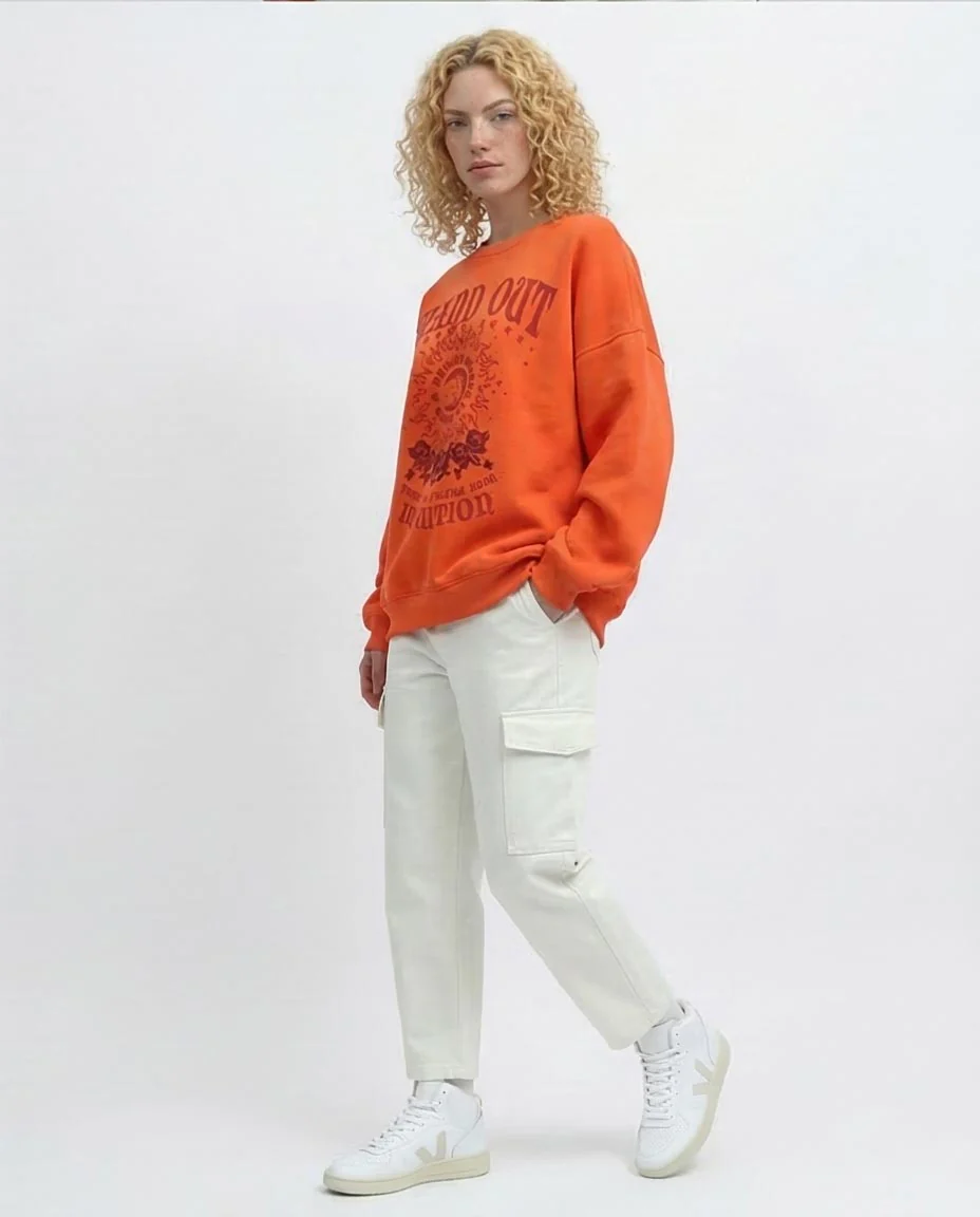 Vibrant Orange Intuition Graphic Oversized Sweatshirt - 0198530 - Image 5