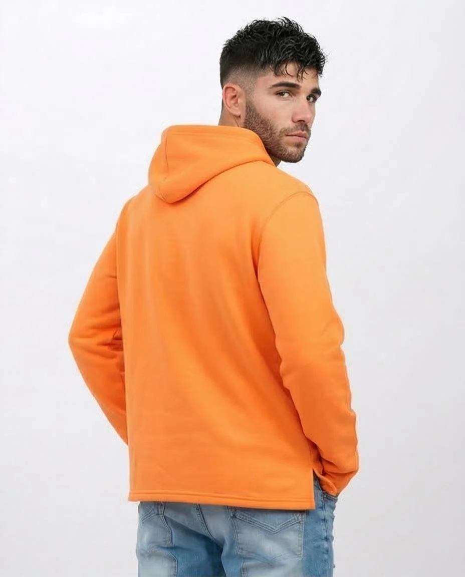 Vibrant Tangerine Side-Slit Relaxed Hoodie - O202346 - Image 2