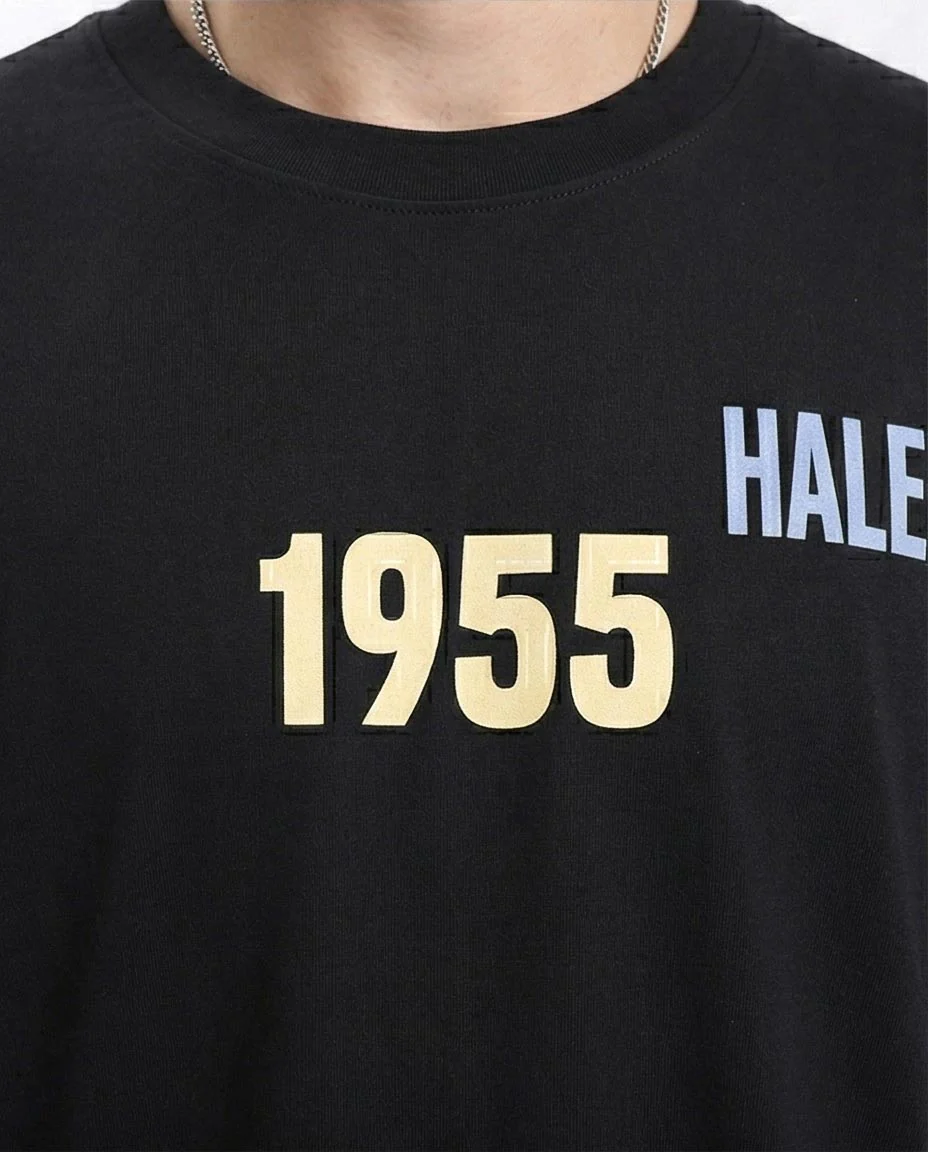 Ravin Vintage-Inspired Oversized Graphic T-Shirt - Haleem "Ahwak" 1955 Print - Black - R207686 - Image 3