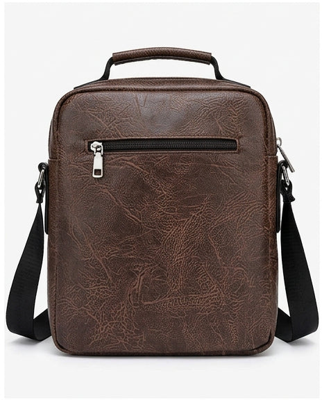 Vintage Textured Brown Crossbody Messenger Bag - R216590 - Image 2