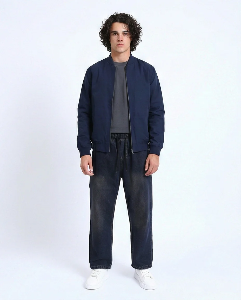 R214602 - Vintage Wash Relaxed Fit Jogger Jeans - Brownish Blue - Image 4