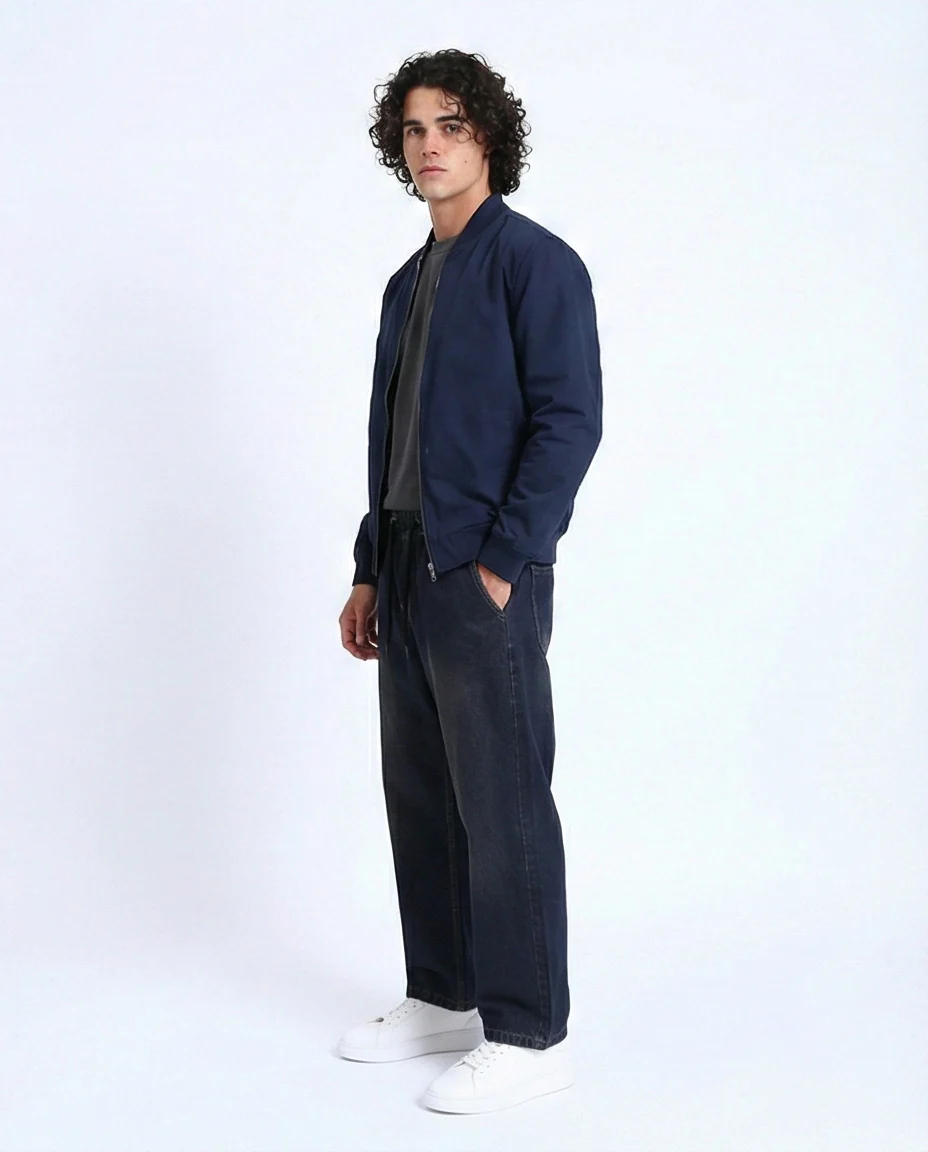 R214602 - Vintage Wash Relaxed Fit Jogger Jeans - Brownish Blue - Image 5