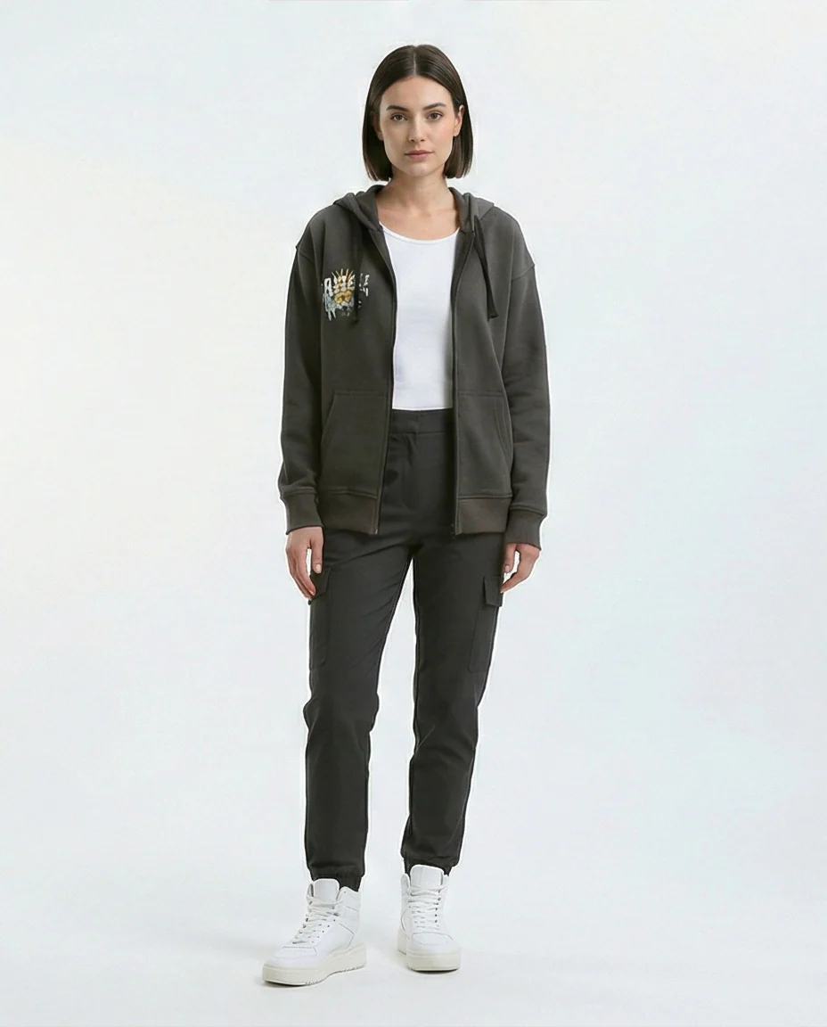 Wanderlust Graphic Charcoal Zip-Up Hoodie - 0178212 - Image 3