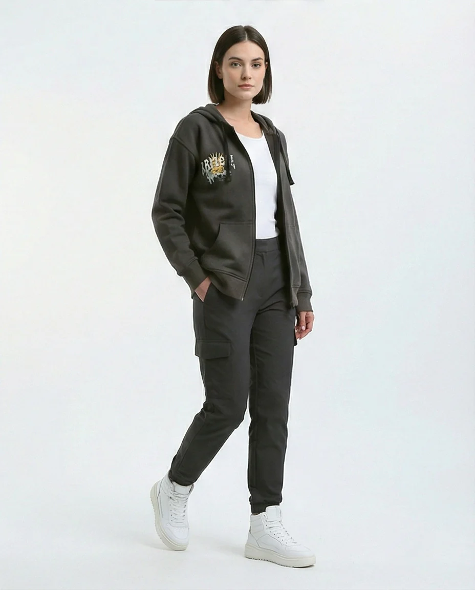 Wanderlust Graphic Charcoal Zip-Up Hoodie - 0178212 - Image 4