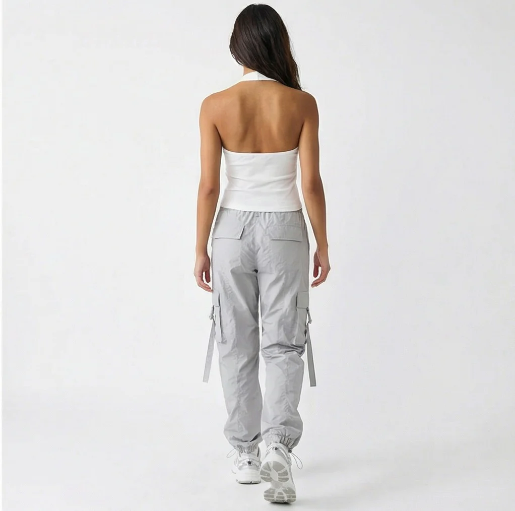 White Ribbed Backless Halter Neck Top - R217721 - Image 4