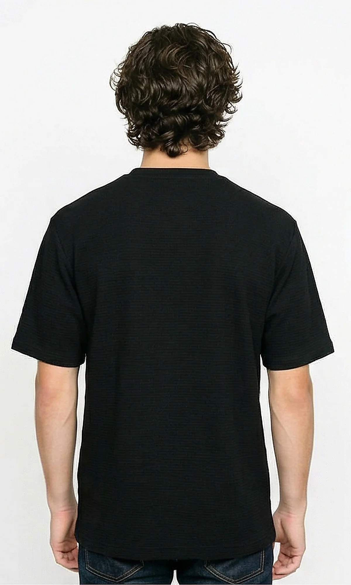 R207467 - Wide Elbow Sleeves Comfy Tee - Black - Image 2
