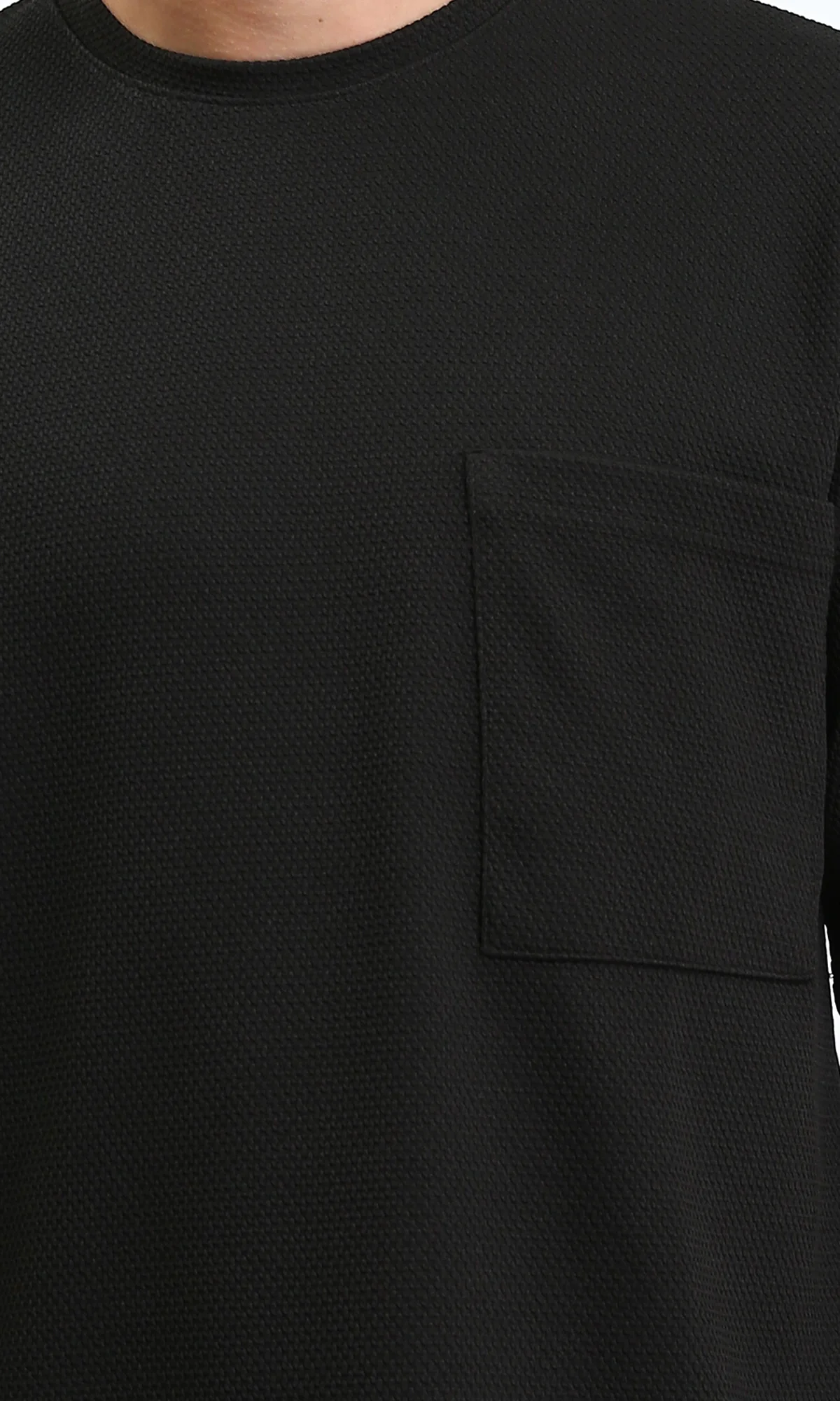 R207467 - Wide Elbow Sleeves Comfy Tee - Black - Image 3