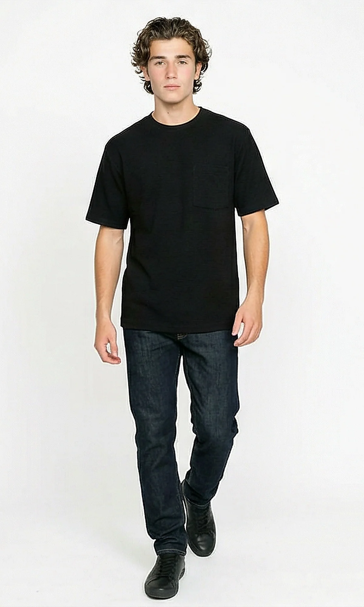 R207467 - Wide Elbow Sleeves Comfy Tee - Black - Image 4