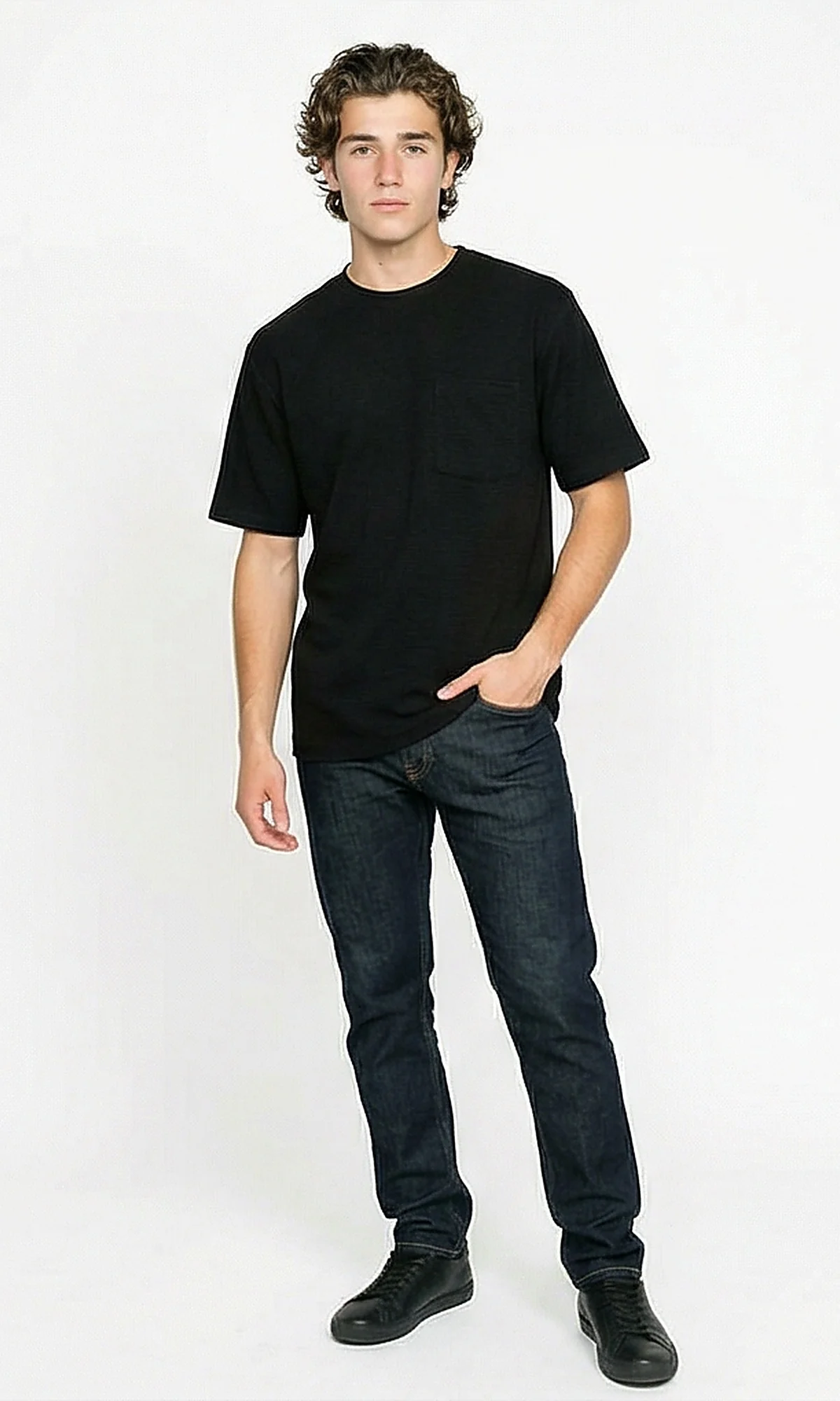 R207467 - Wide Elbow Sleeves Comfy Tee - Black - Image 5